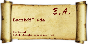 Baczkó Ada névjegykártya